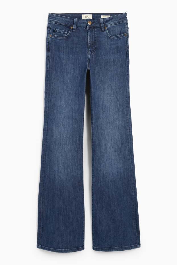 Femei - Flared jeans - talie medie - denim-albastru