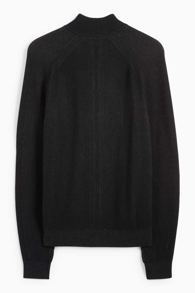 Bărbați - Cardigan tricotat - reiat - negru