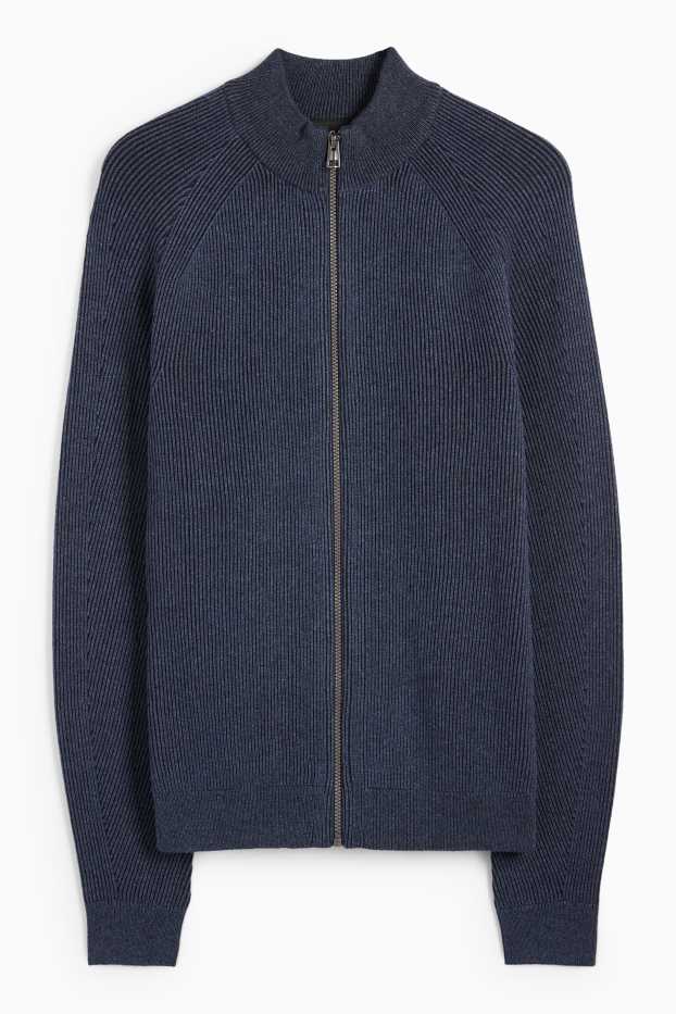 Herren - Strickjacke - gerippt - dunkelblau