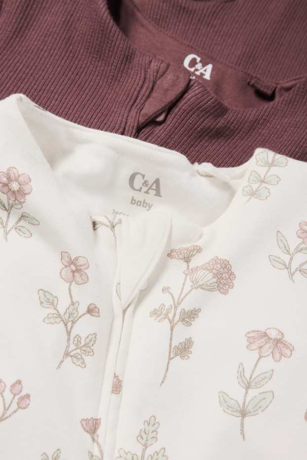 Bebeluși - fete - Multipack 2 buc. - floricele - pijama salopetă bebeluși - maro