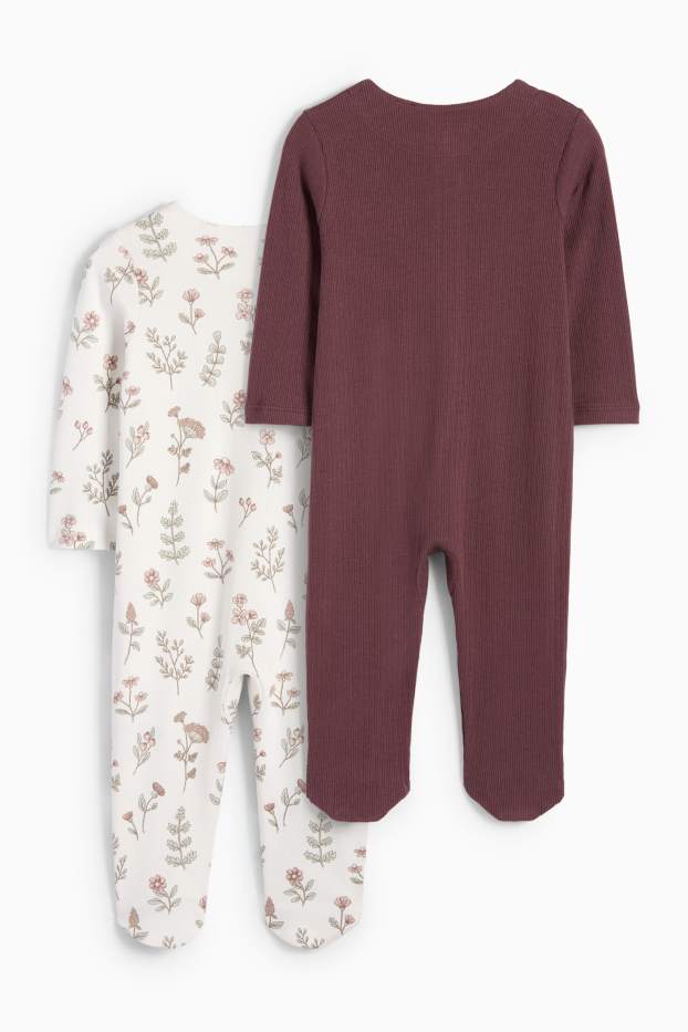 Bebeluși - fete - Multipack 2 buc. - floricele - pijama salopetă bebeluși - maro