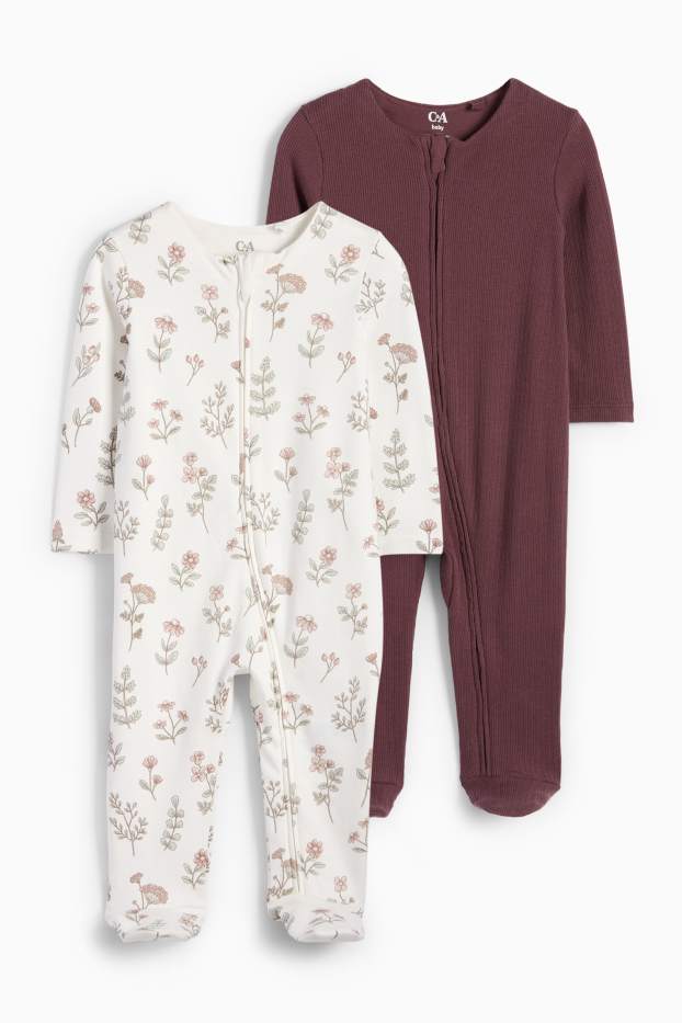 Bebeluși - fete - Multipack 2 buc. - floricele - pijama salopetă bebeluși - maro