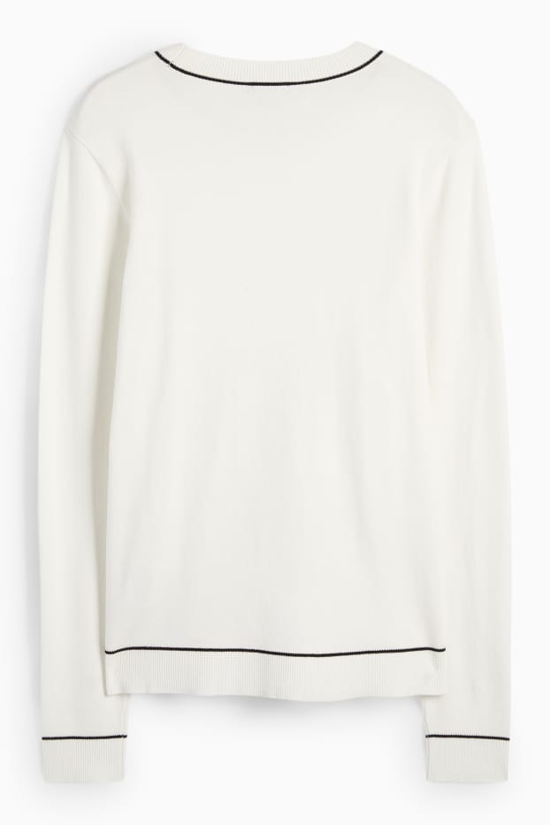 Femei - Pulover din tricot fin - alb