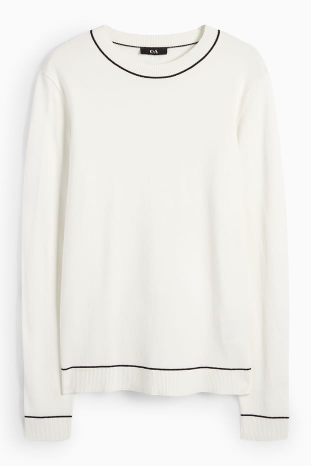 Femei - Pulover din tricot fin - alb