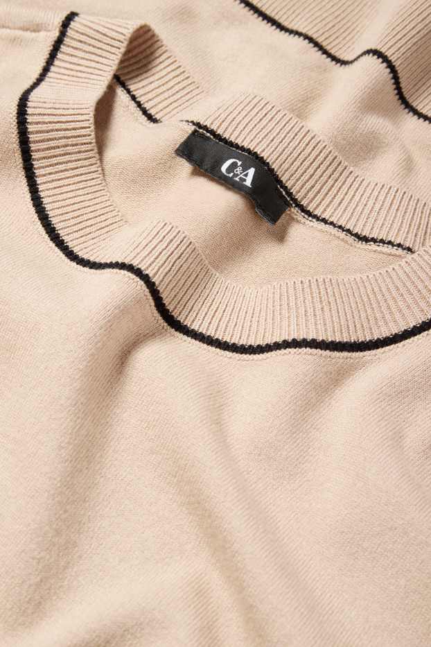 Femei - Pulover din tricot fin - bej