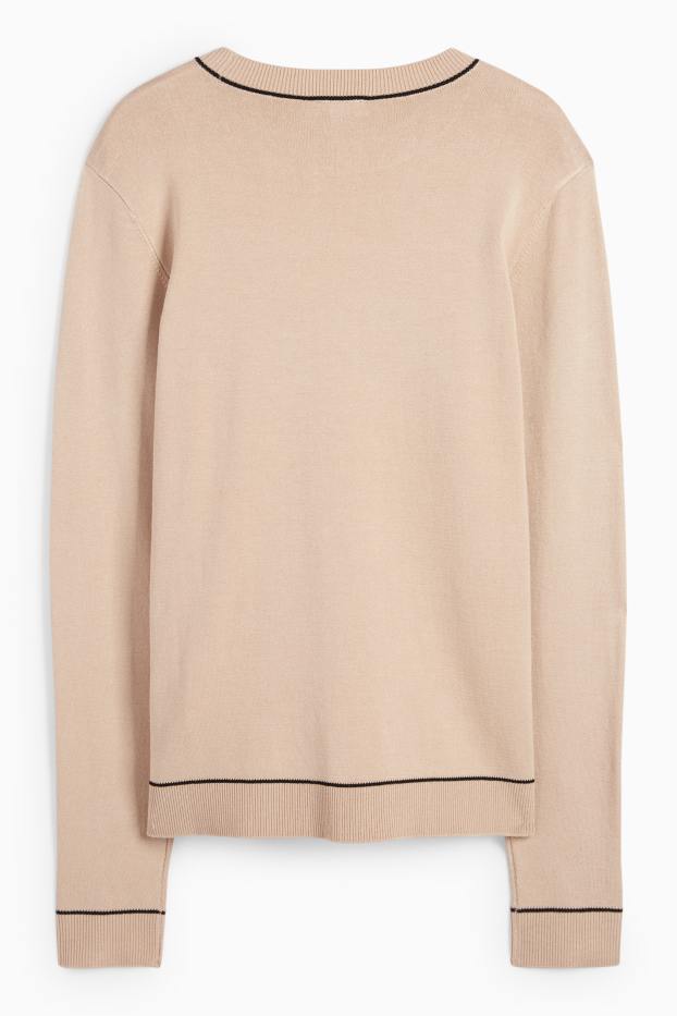 Femei - Pulover din tricot fin - bej