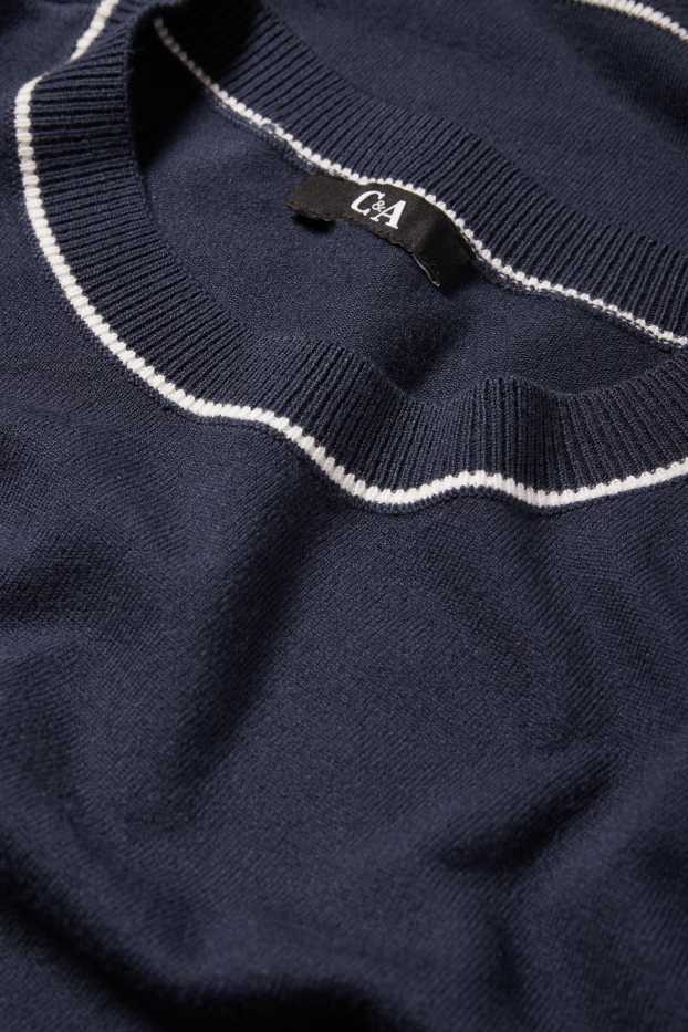 Femei - Pulover din tricot fin - albastru închis