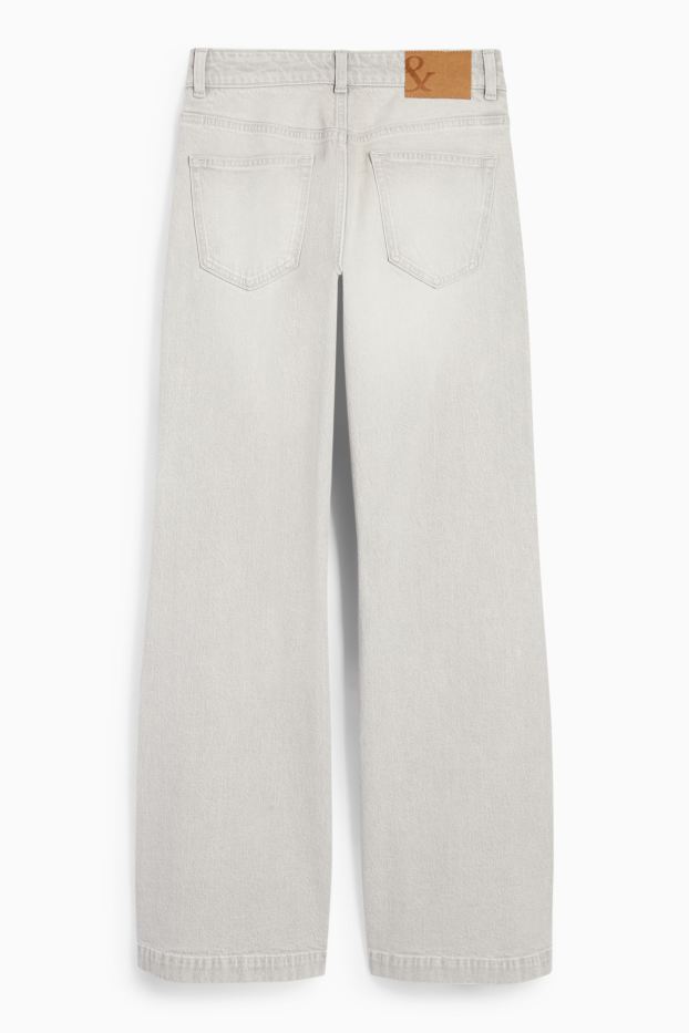 Femei - Loose flared jeans - talie medie - denim-gri deschis
