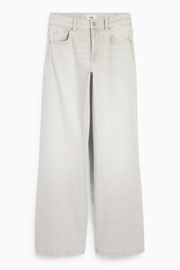 Femei - Loose flared jeans - talie medie - denim-gri deschis