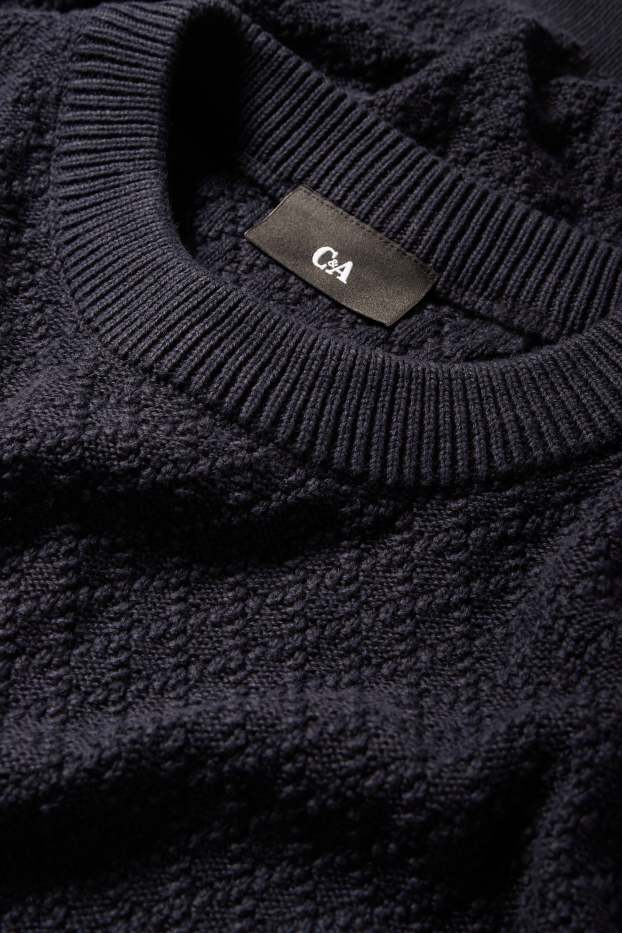 Uomo - Maglione - tramato - blu scuro