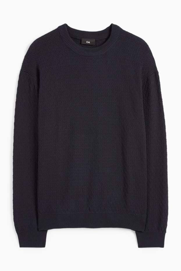 Uomo - Maglione - tramato - blu scuro