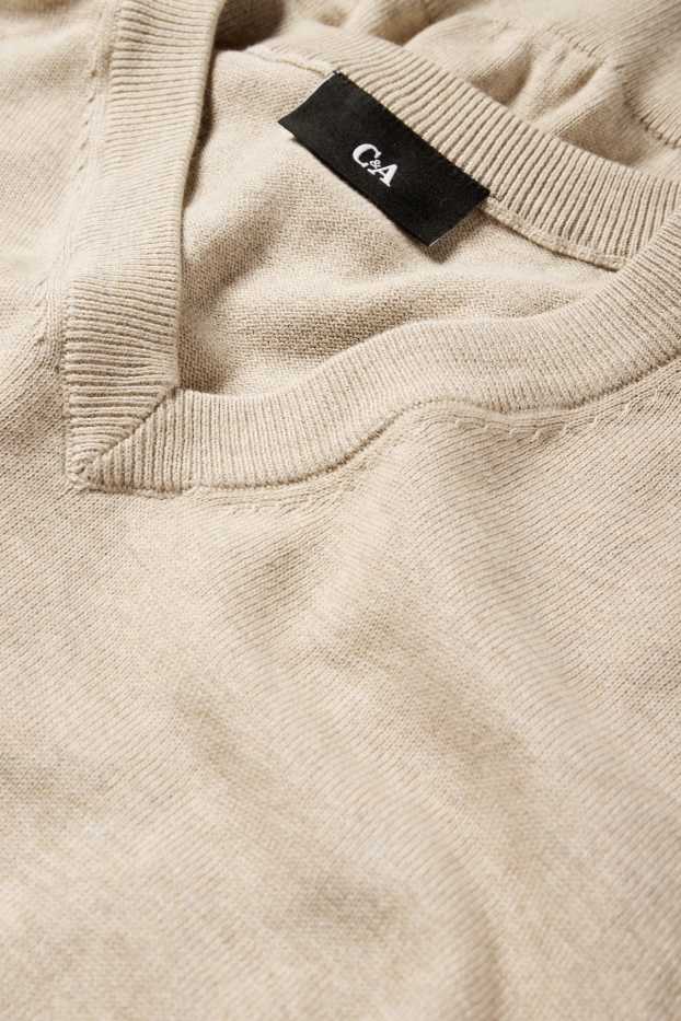 Bărbați - Pulover din tricot fin - bej deschis