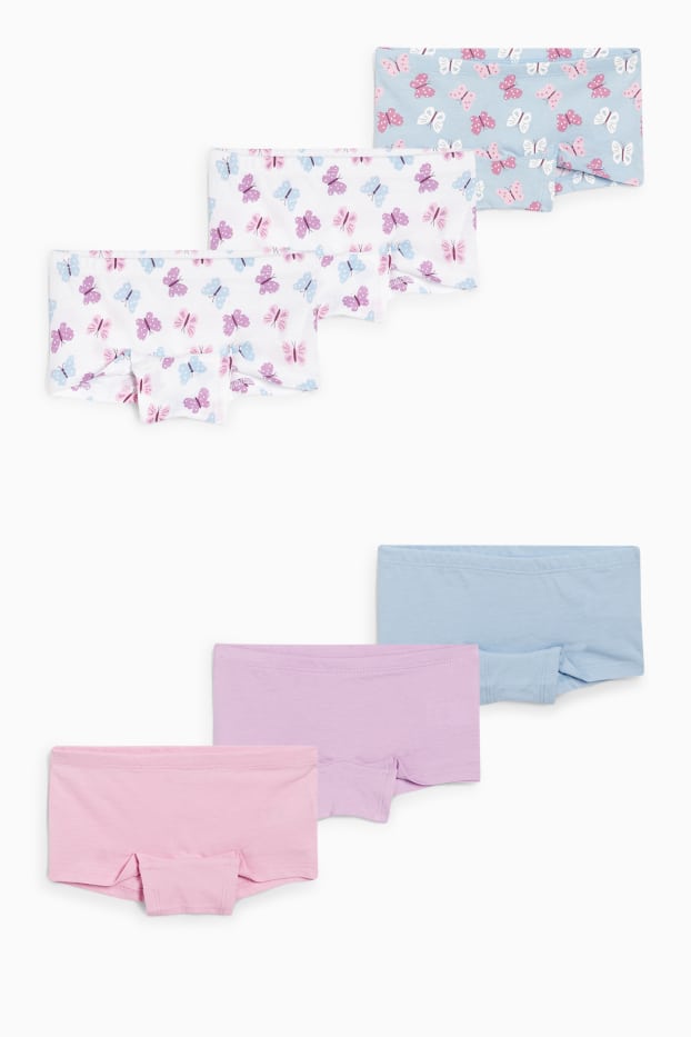 Copii - Fete - Multipack 6 perechi - fluture - boxeri - albastru deschis