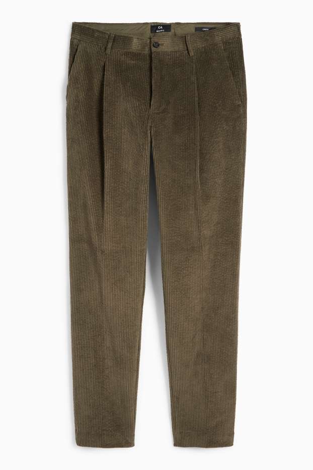 Bărbați - Pantaloni modulari din catifea - regular fit - stretch - verde închis