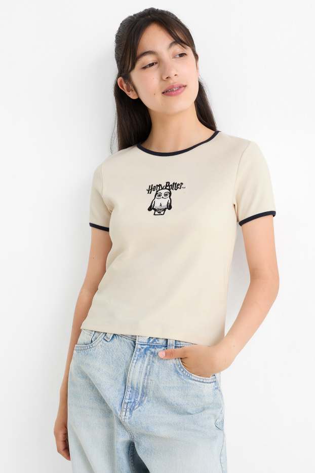 Copii - Fete - Harry Potter - tricou cu mânecă scurtă - reiat - alb-crem