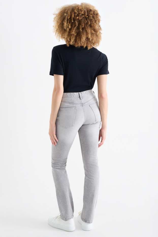 Femei - Vintage straight jeans - talie medie - LYCRA® - denim-gri deschis