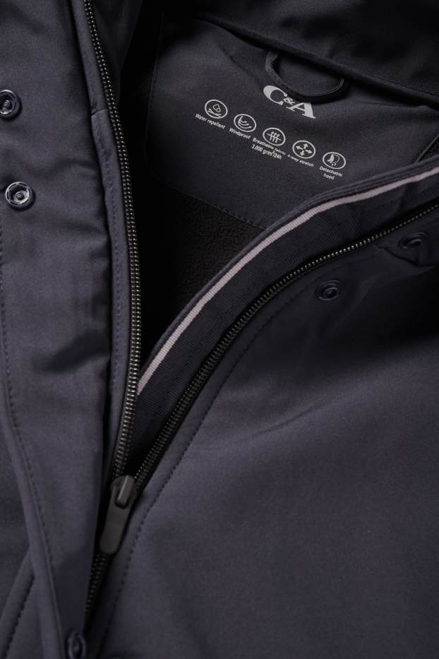 Femei - Palton din softshell cu glugă - rezistent la apă - 4 Way Stretch - albastru închis