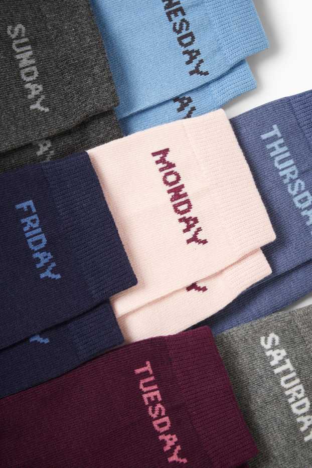 Women - Multipack of 7 - socks with motif - days of the week - rose
