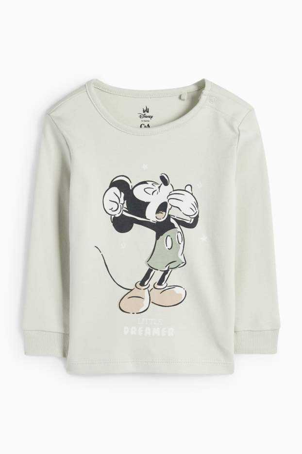 Bebeluși - băieți - Mickey Mouse - pijama bebeluși - 2 piese - verde mentă