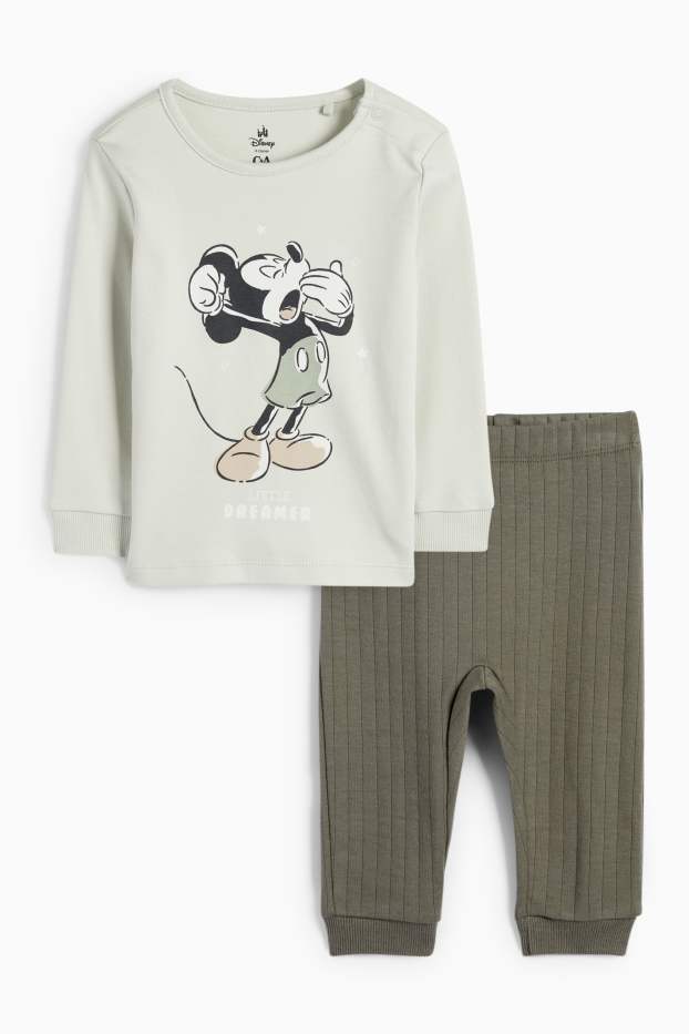Bebeluși - băieți - Mickey Mouse - pijama bebeluși - 2 piese - verde mentă