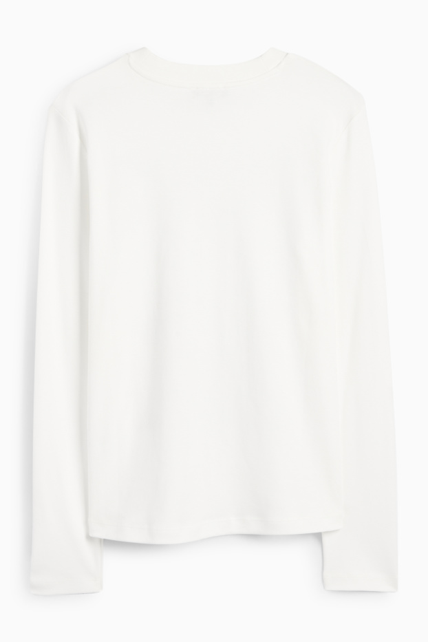 Dames - Longsleeve - glanseffect - wit