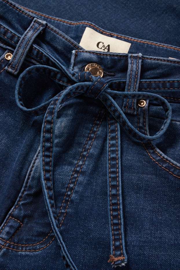 Femei - Wide leg jeans - talie medie - LYCRA® - denim-albastru