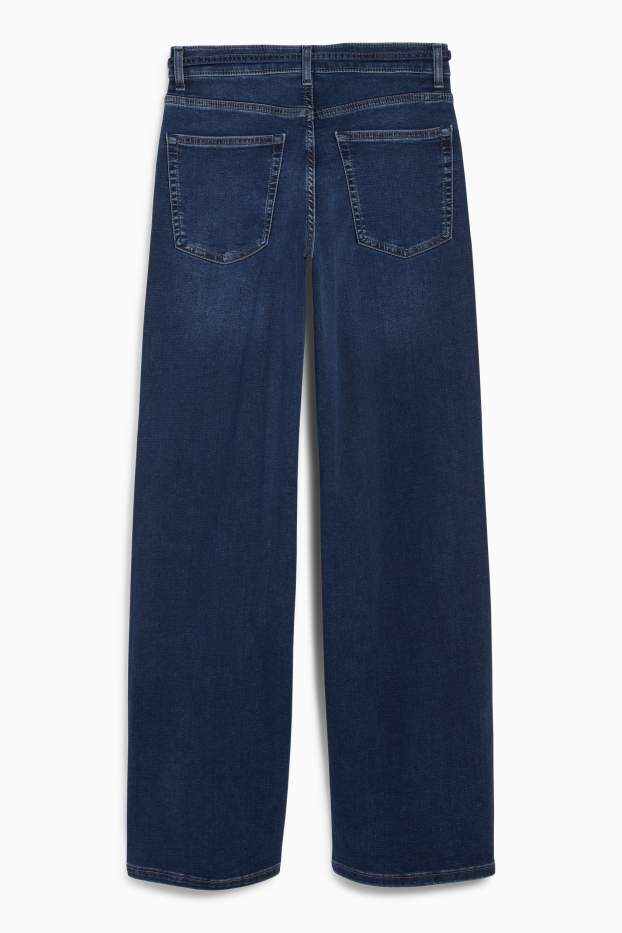 Femei - Wide leg jeans - talie medie - LYCRA® - denim-albastru