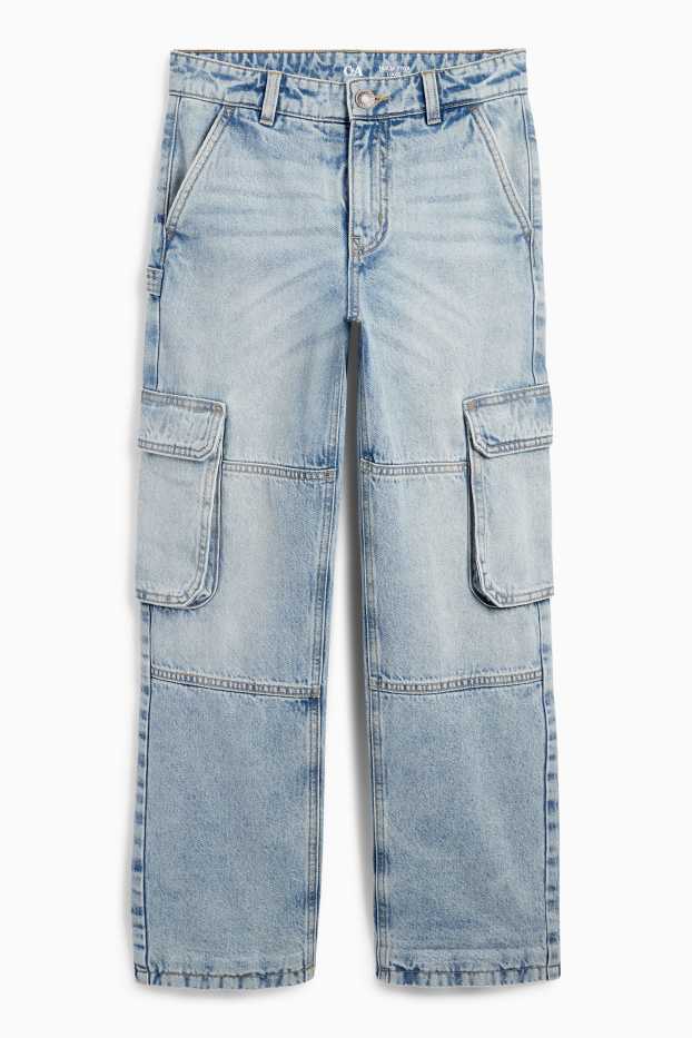 Copii - Băieți - Cargo jeans - jeans termoizolanți - denim-albastru deschis