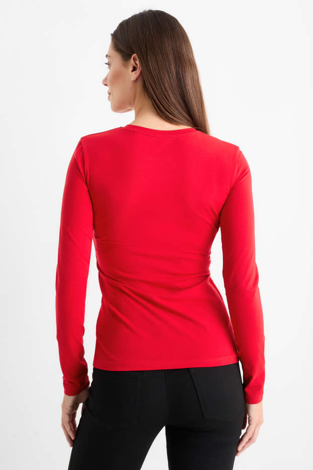 Femei - Multipack 2 buc. - tricou cu mânecă lungă  - negru / roșu