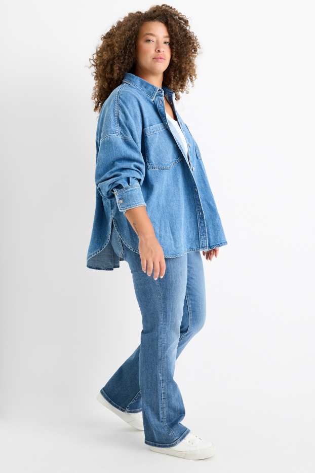 Femei - Bootcut jeans - talie medie - denim-albastru