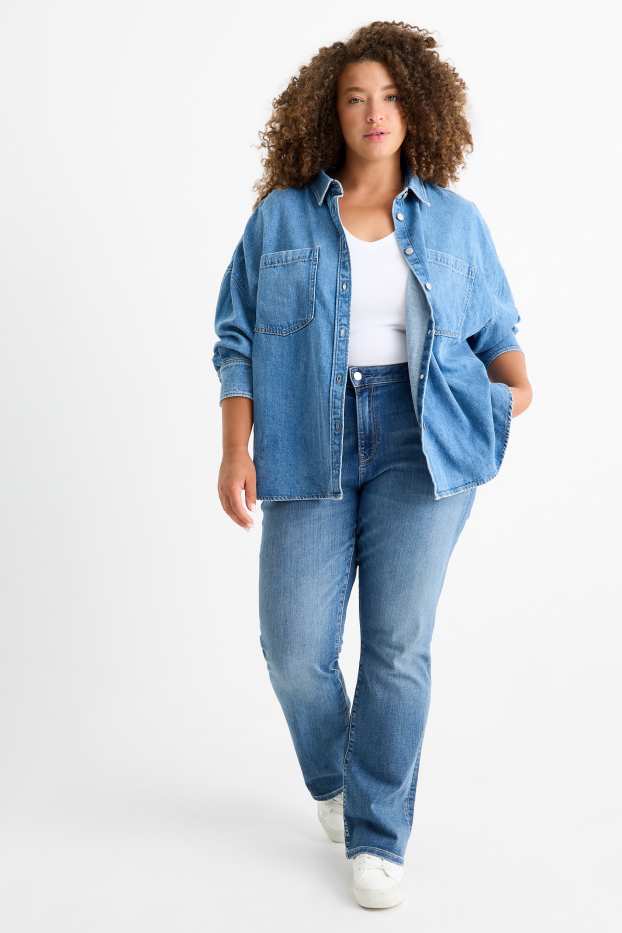 Femei - Bootcut jeans - talie medie - denim-albastru