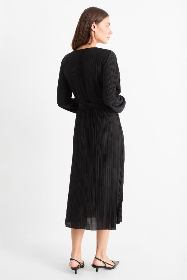 Femei - Rochie petrecută plisată - negru