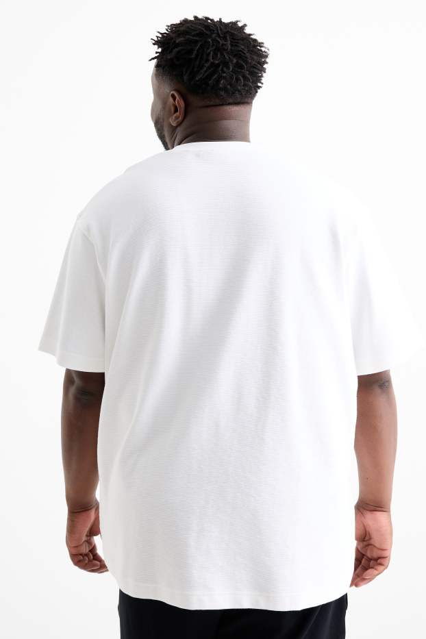 Bărbați - Tricou - relaxed fit - reiat - alb