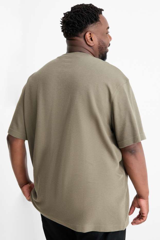 Bărbați - Tricou - relaxed fit - reiat - kaki