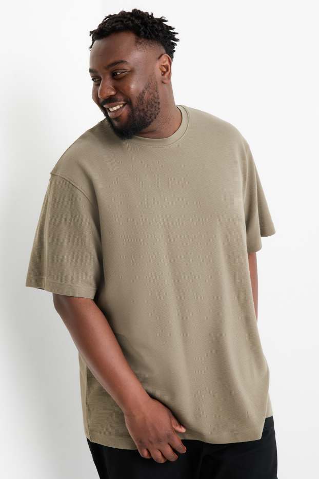 Bărbați - Tricou - relaxed fit - reiat - kaki