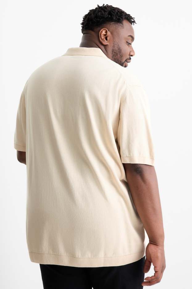 Bărbați - Tricou polo tricotat - bej