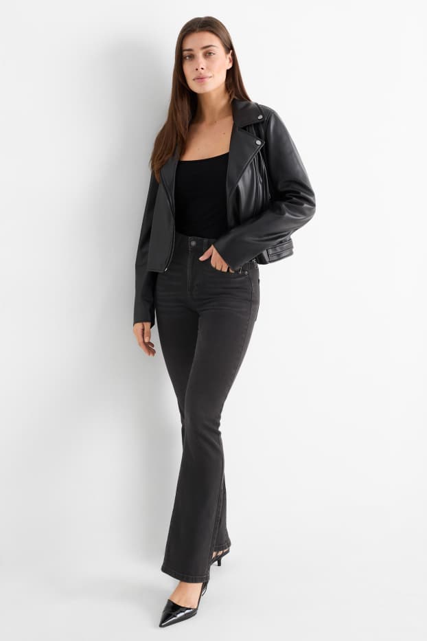 Femei - Bootcut jeans - talie înaltă - denim-gri închis