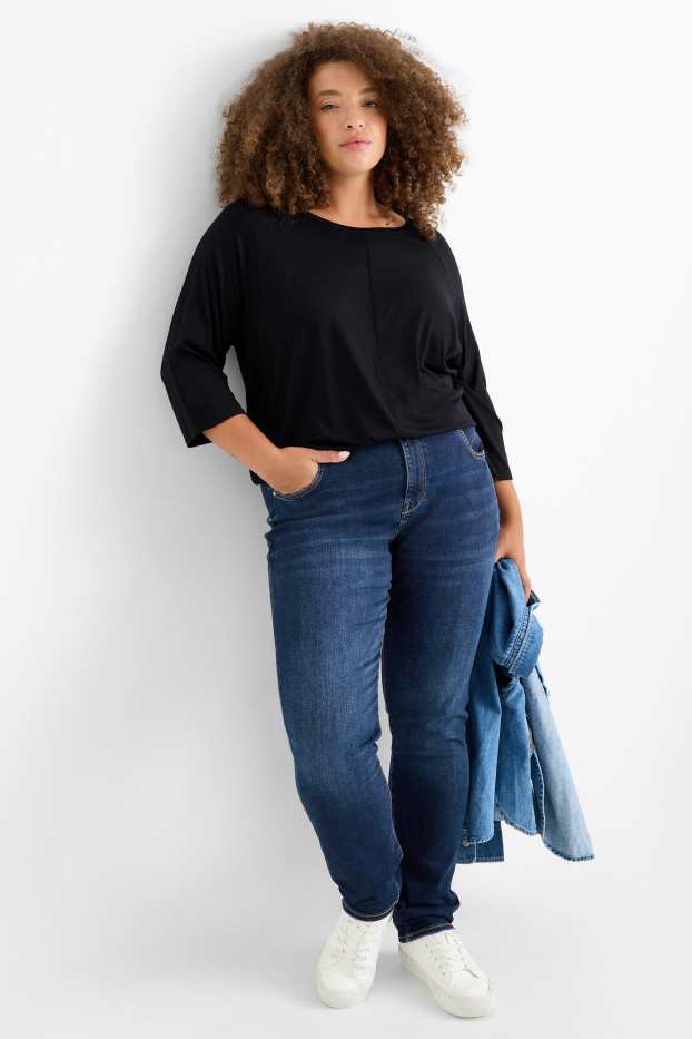 Femei - Slim jeans - talie medie - jeans modelatori - Flex - LYCRA® - denim-albastru închis