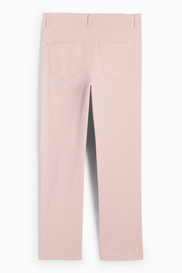 Femei - Pantaloni de stofă - talie înaltă - slim fit - roz