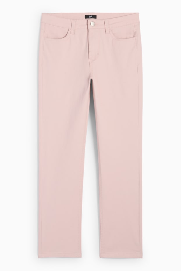 Femei - Pantaloni de stofă - talie înaltă - slim fit - roz