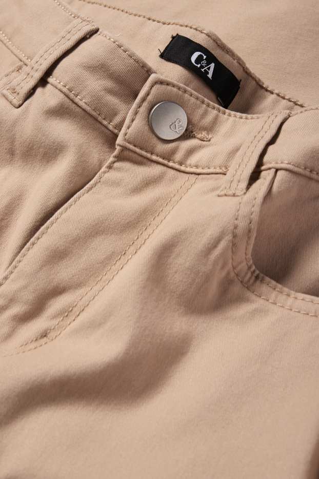 Women - Cloth trousers - high waist - slim fit - beige
