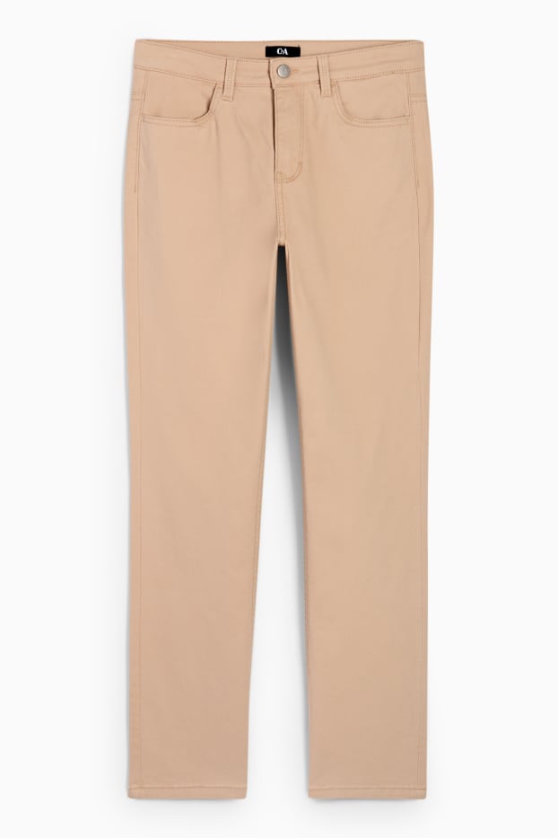 Women - Cloth trousers - high waist - slim fit - beige