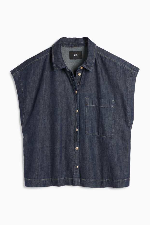 Femei - Bluză fără mâneci din denim - negru