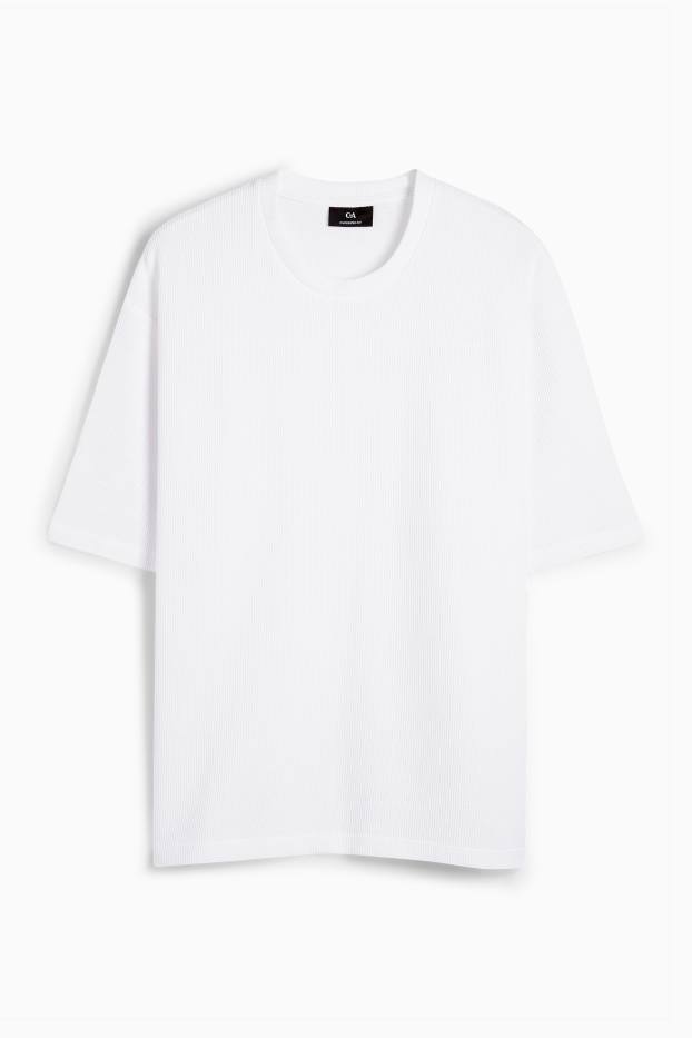 Bărbați - Tricou - supradimensionat - reiat - alb