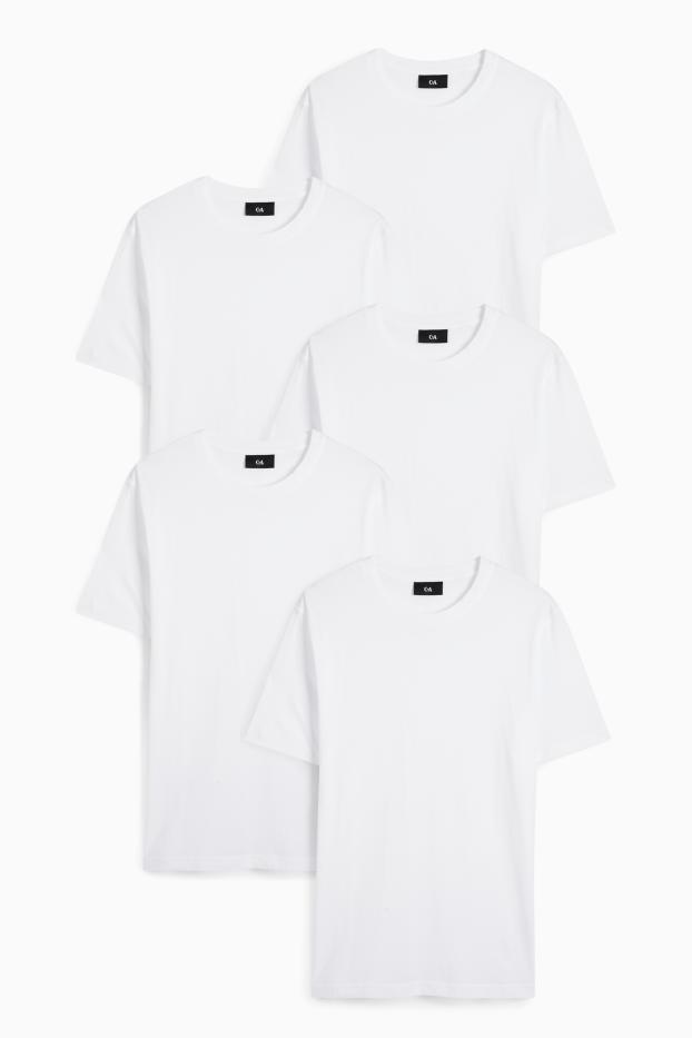 Bărbați - Multipack 5 buc. - tricou - regular fit - alb