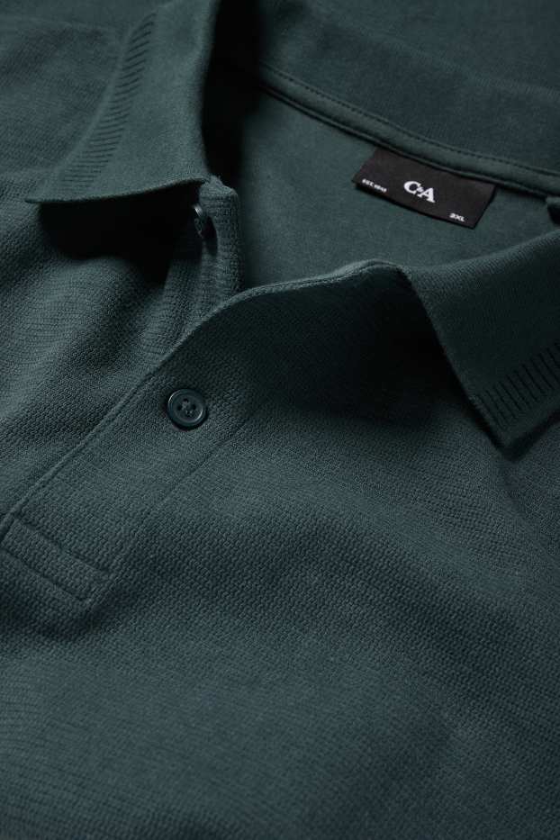 Bărbați - Tricou polo din tricot - regular fit - structurat - verde închis