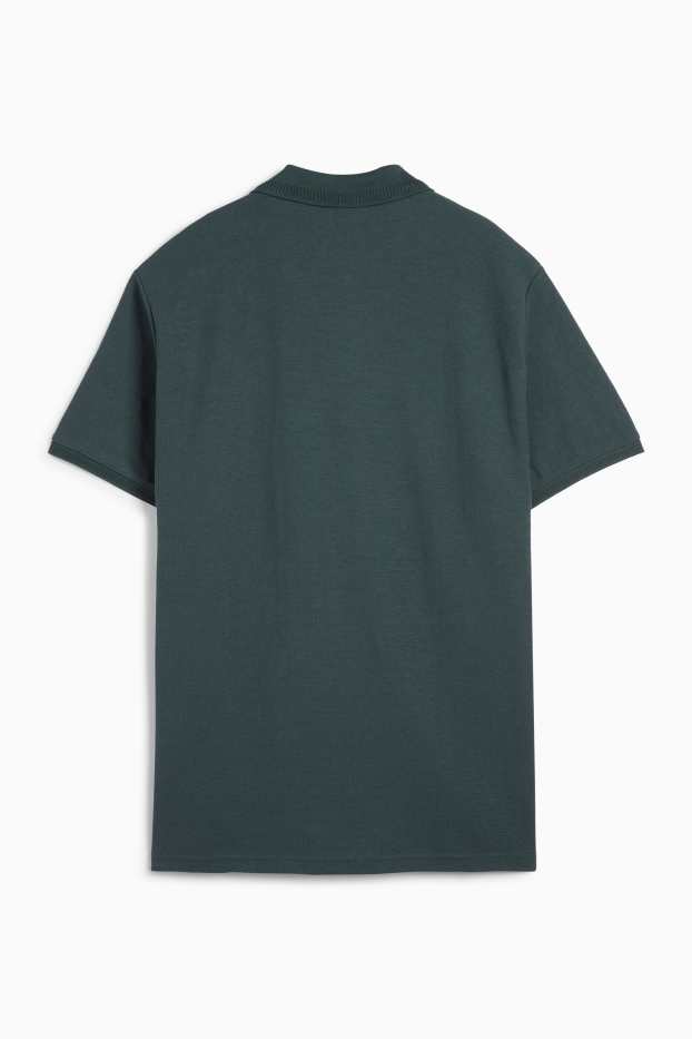 Bărbați - Tricou polo din tricot - regular fit - structurat - verde închis