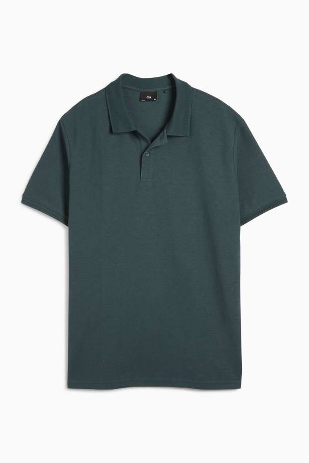 Bărbați - Tricou polo din tricot - regular fit - structurat - verde închis