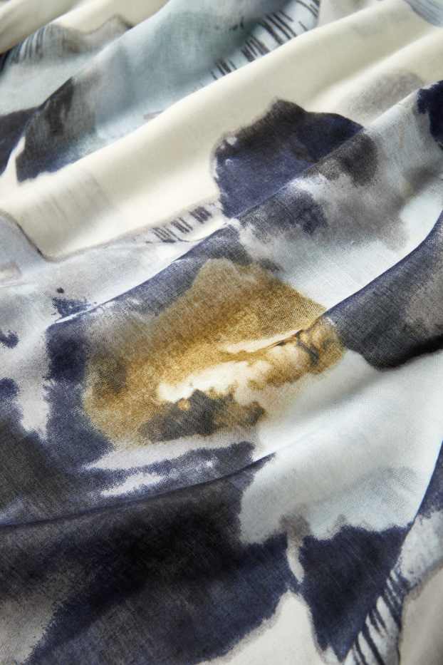 Dámské - Šála - s květinovým vzorem - béžová/modrá