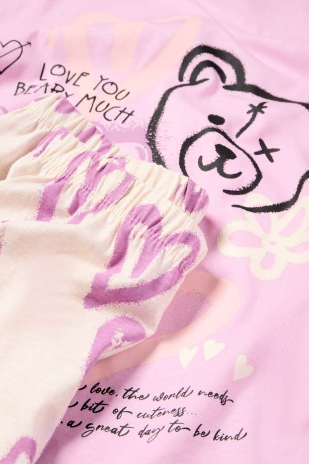 Copii - Fete - Graffiti Love - pijama - 2 piese - roz